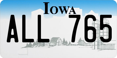 IA license plate ALL765