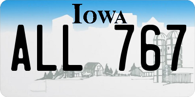 IA license plate ALL767