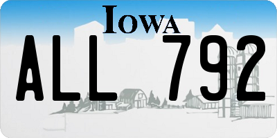 IA license plate ALL792