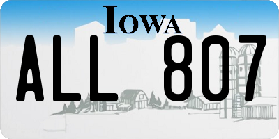 IA license plate ALL807
