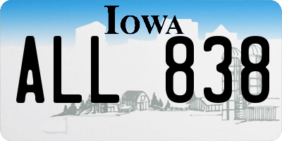 IA license plate ALL838