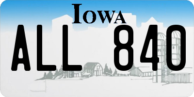 IA license plate ALL840