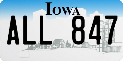 IA license plate ALL847