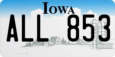 IA license plate ALL853