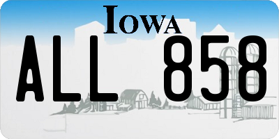 IA license plate ALL858