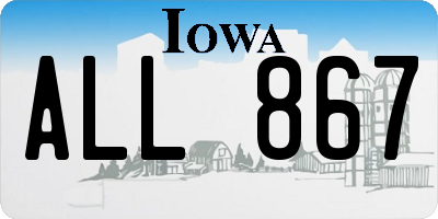 IA license plate ALL867