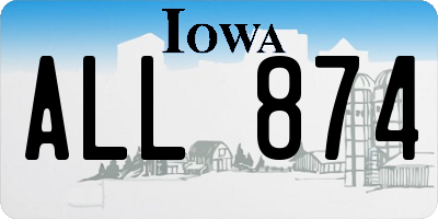 IA license plate ALL874