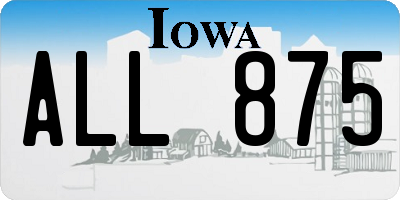 IA license plate ALL875