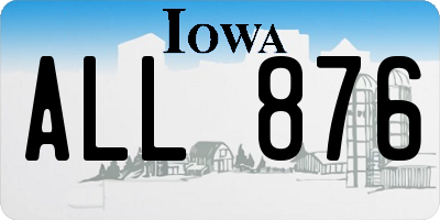 IA license plate ALL876