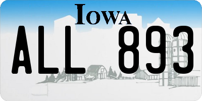 IA license plate ALL893