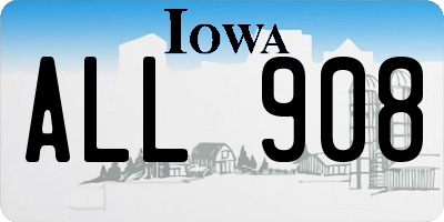 IA license plate ALL908