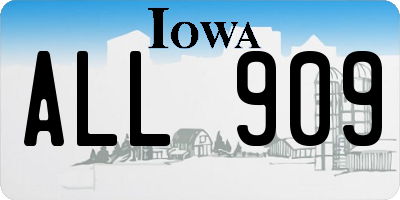 IA license plate ALL909