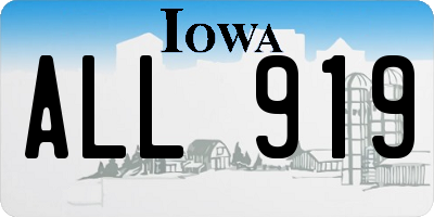 IA license plate ALL919