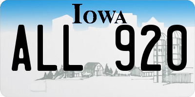 IA license plate ALL920