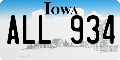 IA license plate ALL934
