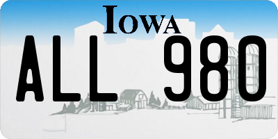 IA license plate ALL980