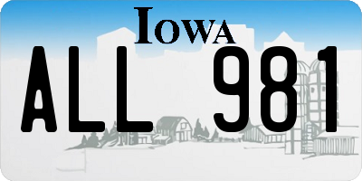 IA license plate ALL981