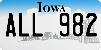 IA license plate ALL982