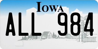 IA license plate ALL984