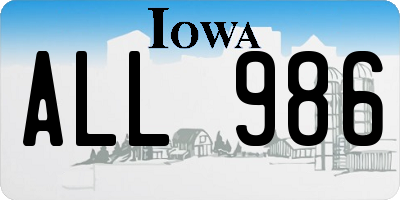 IA license plate ALL986