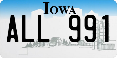 IA license plate ALL991