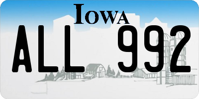 IA license plate ALL992