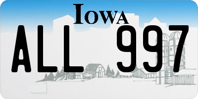 IA license plate ALL997