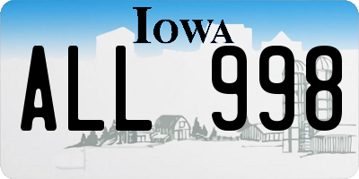 IA license plate ALL998