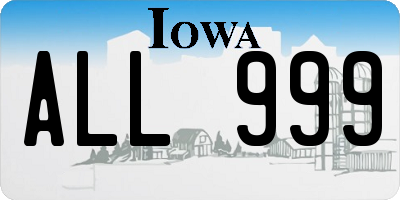 IA license plate ALL999