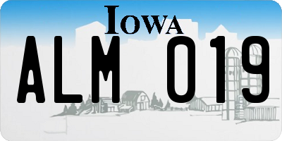 IA license plate ALM019