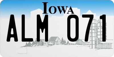 IA license plate ALM071
