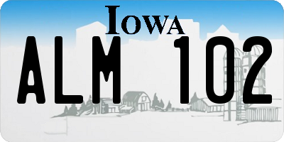 IA license plate ALM102