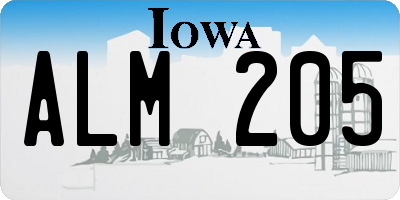 IA license plate ALM205