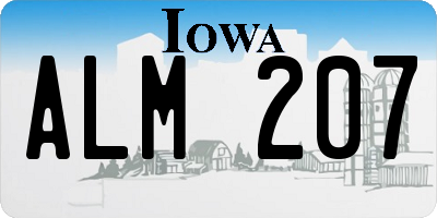 IA license plate ALM207