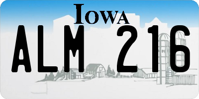 IA license plate ALM216