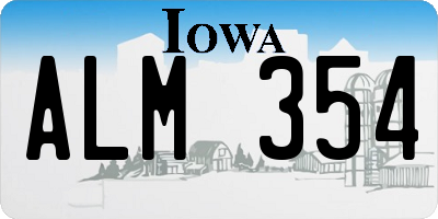 IA license plate ALM354