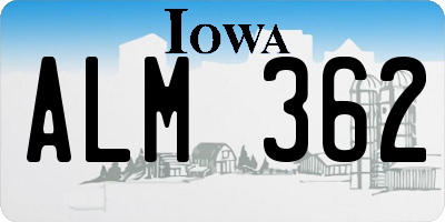 IA license plate ALM362