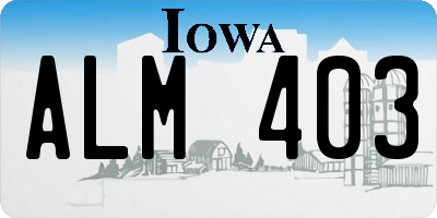 IA license plate ALM403
