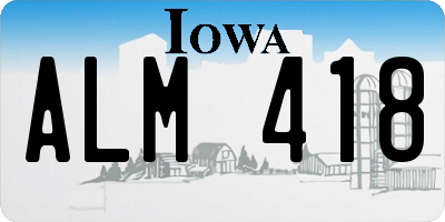 IA license plate ALM418