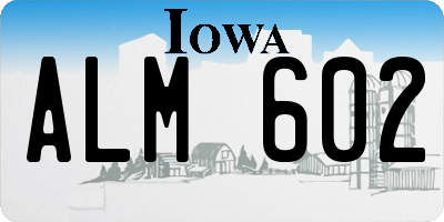 IA license plate ALM602