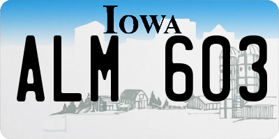 IA license plate ALM603