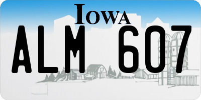 IA license plate ALM607