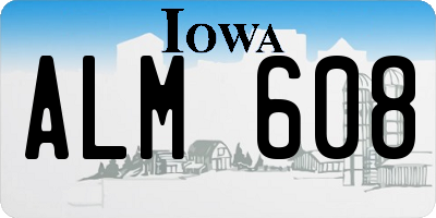 IA license plate ALM608