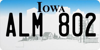 IA license plate ALM802