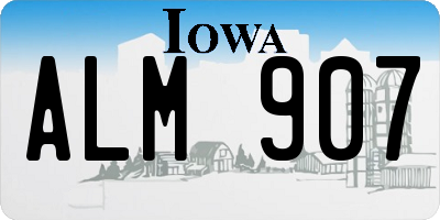 IA license plate ALM907