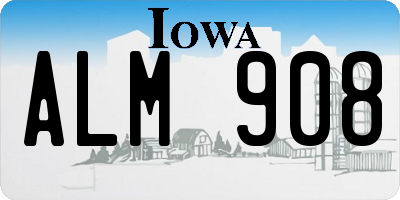 IA license plate ALM908