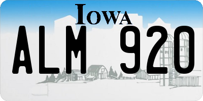 IA license plate ALM920