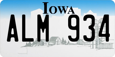 IA license plate ALM934