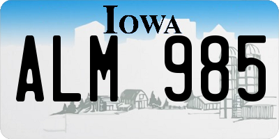 IA license plate ALM985