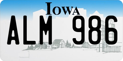 IA license plate ALM986